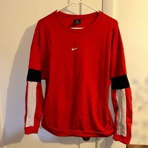 Nike Red Sweatshirt with Black and White Stripes